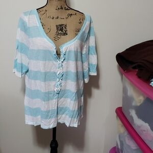 Xxl baby blue and white stripped old navy top